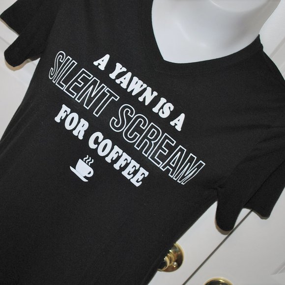 Awake Tops - Make the World Smile! Funny Coffee Tee, XL